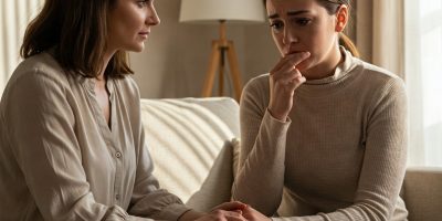 une femme triste et anxieuse se confie à une psychologue