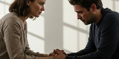homme triste est soutenu par une femme