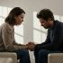 homme triste est soutenu par une femme