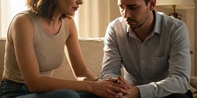 homme triste est soutenu par une femme