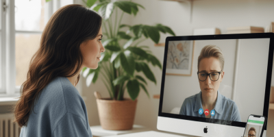 une femme discute à distance avec une autre femme