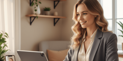 femme psychologue en consultation à distance par ordinateur