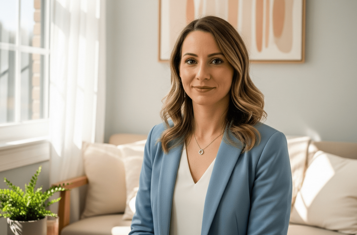 une femme debout et à l'écoute