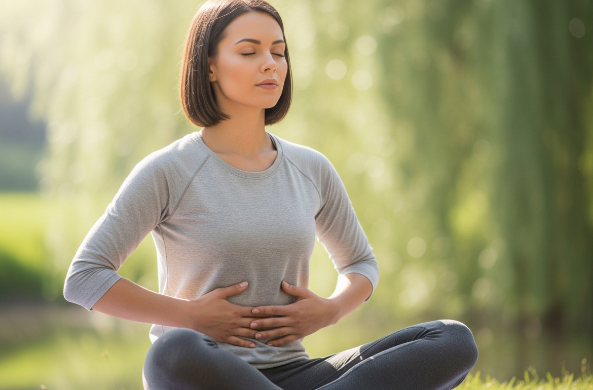 Une femme fait de la méditation seule et assise