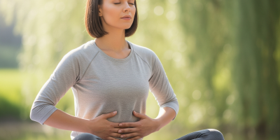 Une femme fait de la méditation seule et assise