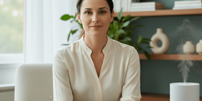 Une femme (Premuna) est assise sur un fauteuil