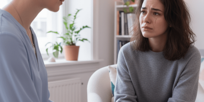 Une psy apporte son soutien à une femme anxieuse