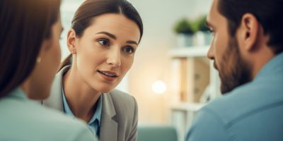 Discussion entre une psychologue et deux personnes homme femme