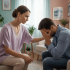 une femme soutien un homme qui ne va pas bien